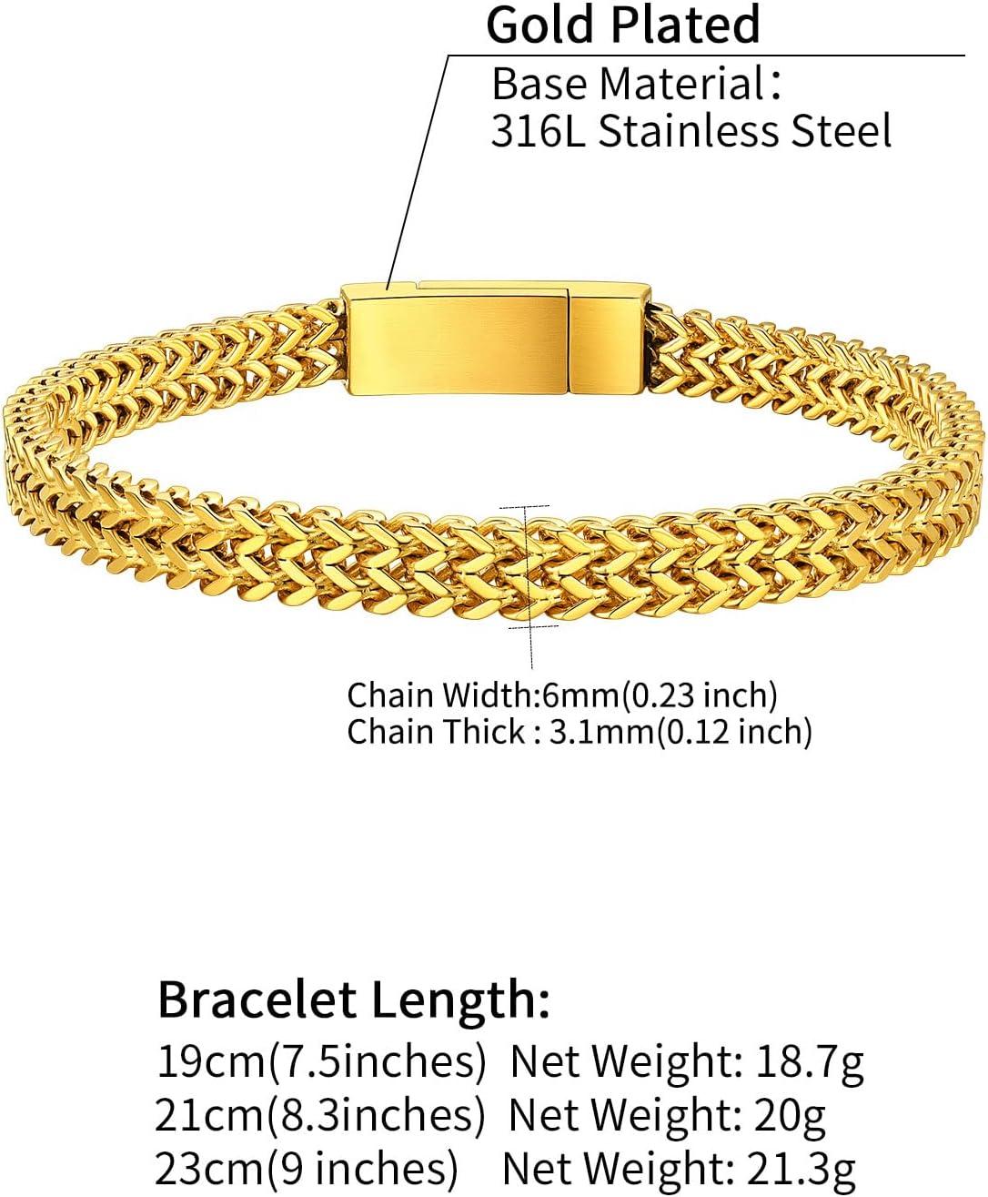 imageChainsHouse Bracelet for Men Franco Curb Chain Link with Sturdy Clasp 75839 Inches Length 61012MM Width Bracelet Chain Gift for Dad Husband Fathers Day BirthdayP 6mmGold PlatedCustom