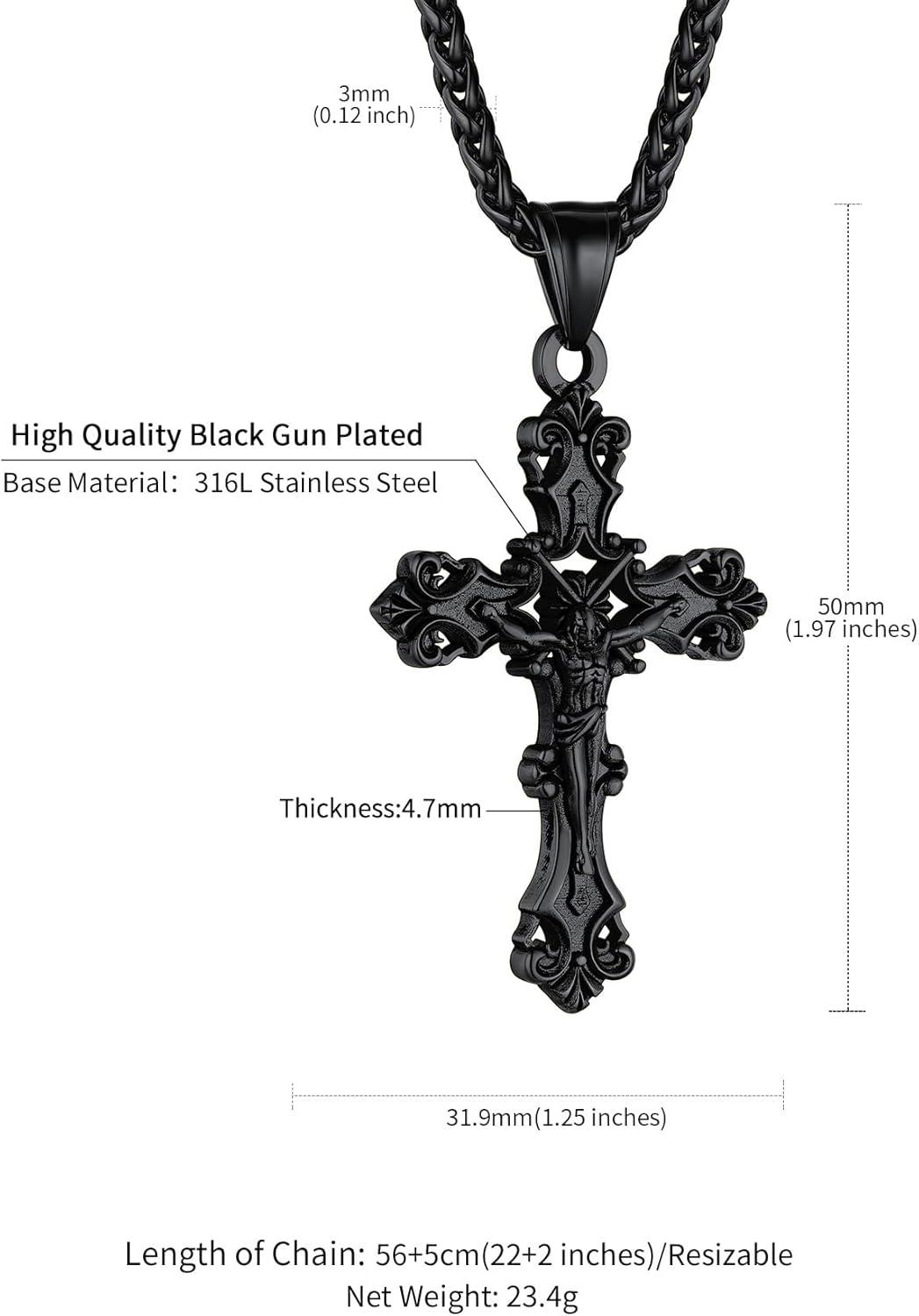 imageChainsHouse Cross Necklace for Men Black18K Gold PlatedStainless Steel Christian Jewelry Cross Pendant Necklace for Men with Gift Boxa Jecus CrossBlack