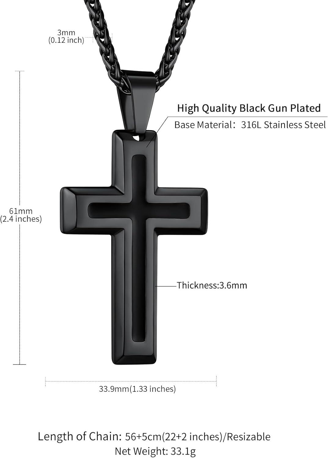 imageChainsHouse Cross Necklace for Men Black18K Gold PlatedStainless Steel Christian Jewelry Cross Pendant Necklace for Men with Gift Boxb Dripping Oil CrossBlack