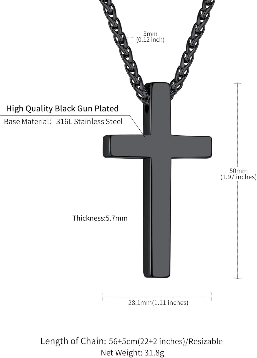 imageChainsHouse Cross Necklace for Men Black18K Gold PlatedStainless Steel Christian Jewelry Cross Pendant Necklace for Men with Gift Boxc Plain CrossBlack