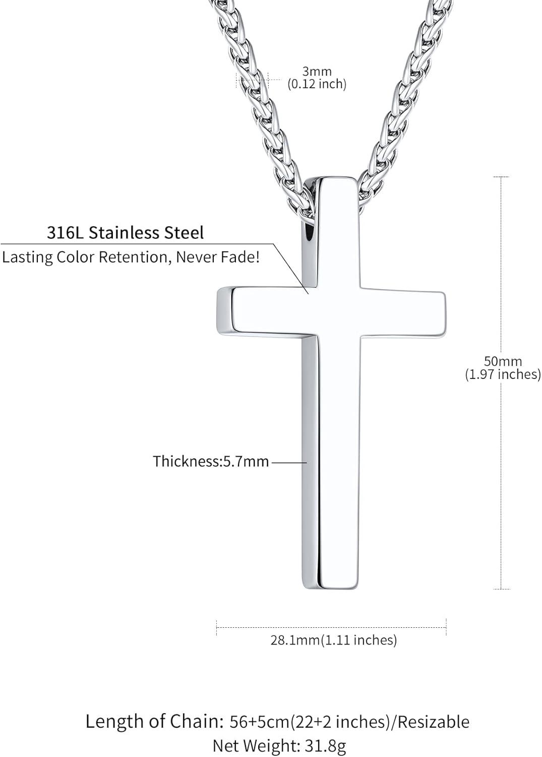 imageChainsHouse Cross Necklace for Men Black18K Gold PlatedStainless Steel Christian Jewelry Cross Pendant Necklace for Men with Gift Boxc Plain CrossSteel