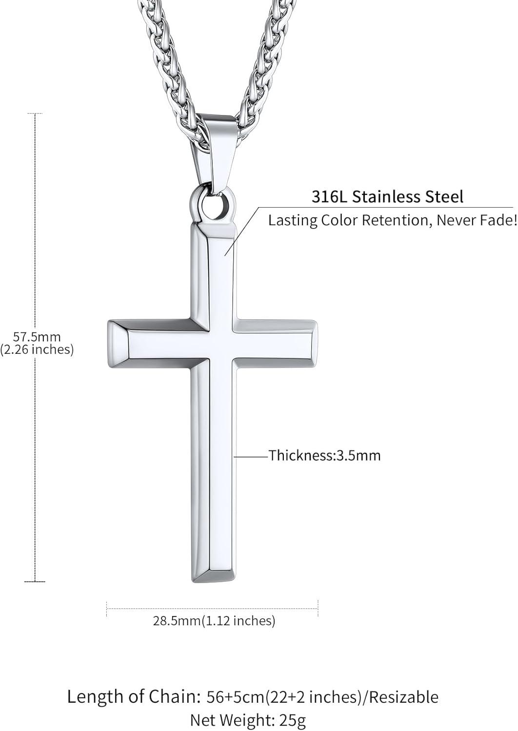 imageChainsHouse Cross Necklace for Men Black18K Gold PlatedStainless Steel Christian Jewelry Cross Pendant Necklace for Men with Gift Boxd CrossSteel