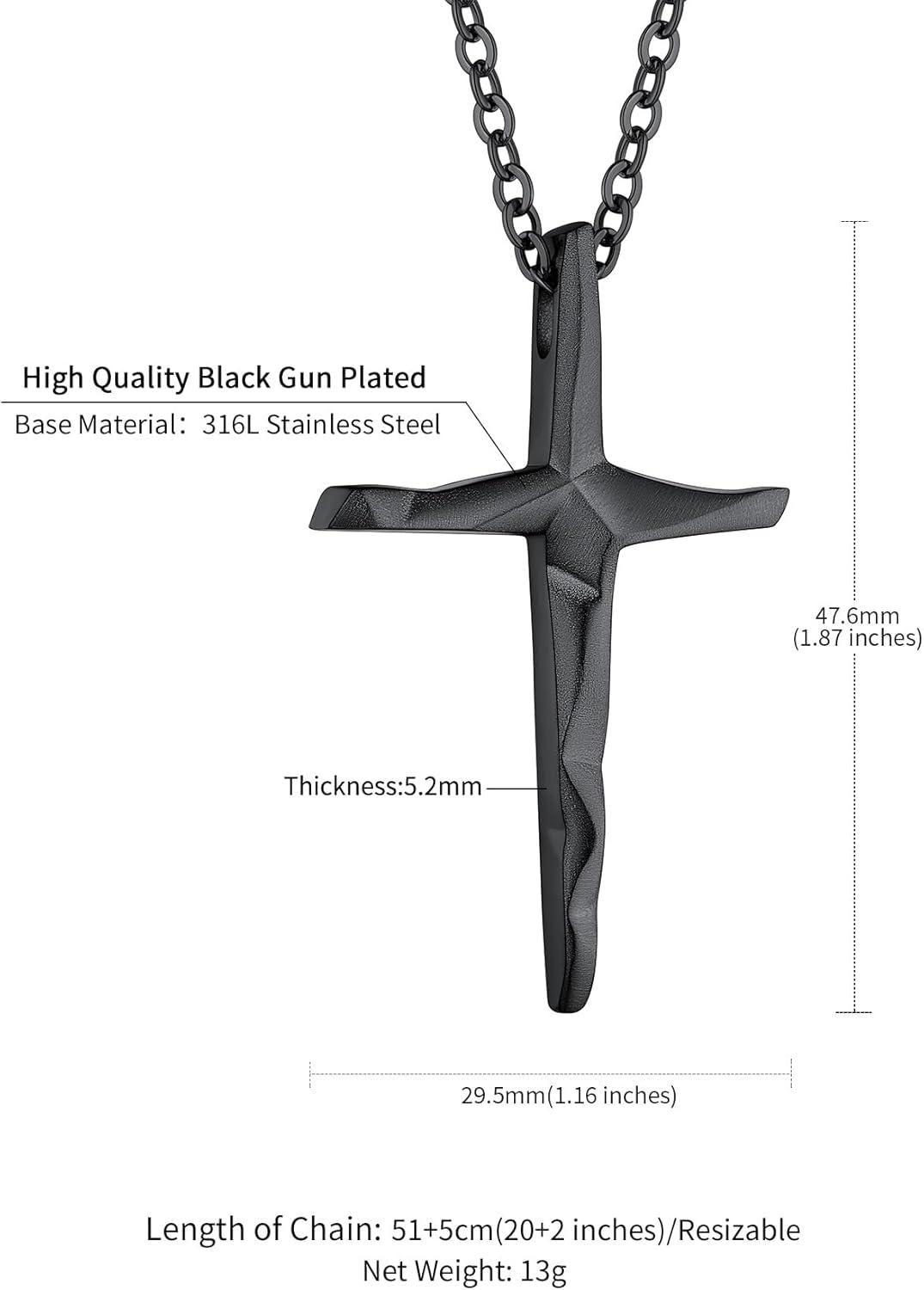 imageChainsHouse Cross Necklace for Men Black18K Gold PlatedStainless Steel Christian Jewelry Cross Pendant Necklace for Men with Gift Boxe Irregular CrossBlack