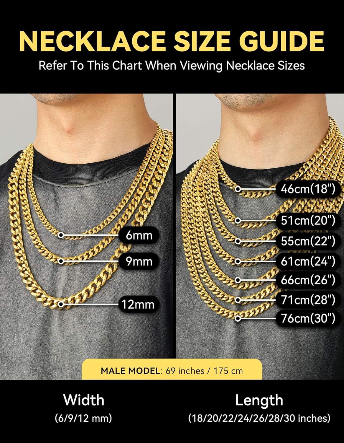 imageChainsHouse Cuban Link Chain for Men Stainless Steel Cuban Link Chain Black 14K Gold Plated Cuban Chain Necklace 6mm9mm12mm Width Hip Hop Mens Jewelry 18quot30quot Send Gift Boxf12mm widthgold