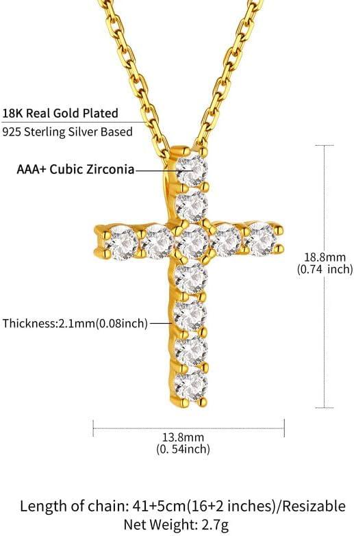 imageChainsHouse Cubic Zirconia Cross Necklace for Women Elegant Layered Cross Pendant Religious Crucifix Tiny Cross Necklaces for Women Girls Send Gift Boxc Claw CZ Gold