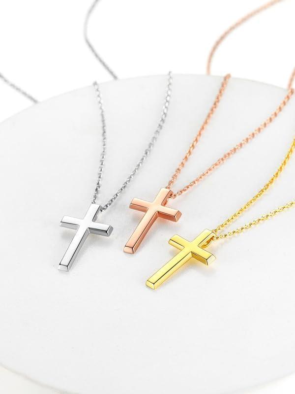 imageChainsHouse Cubic Zirconia Cross Necklace for Women Elegant Layered Cross Pendant Religious Crucifix Tiny Cross Necklaces for Women Girls Send Gift Boxa Classic Cross Gold