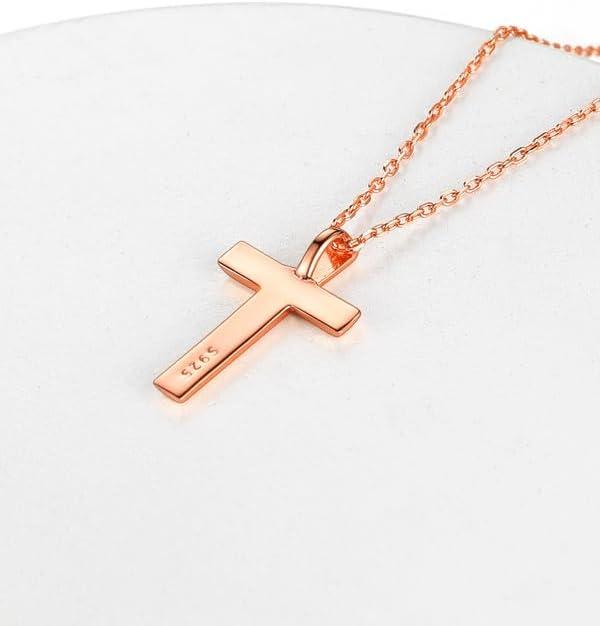 imageChainsHouse Cubic Zirconia Cross Necklace for Women Elegant Layered Cross Pendant Religious Crucifix Tiny Cross Necklaces for Women Girls Send Gift Boxa Classic Cross Rose Gold