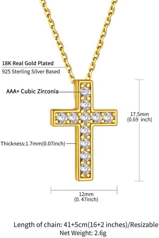 imageChainsHouse Cubic Zirconia Cross Necklace for Women Elegant Layered Cross Pendant Religious Crucifix Tiny Cross Necklaces for Women Girls Send Gift Boxb Inlaid CZ Gold