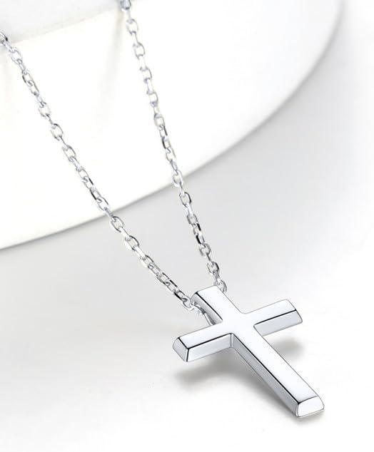 imageChainsHouse Cubic Zirconia Cross Necklace for Women Elegant Layered Cross Pendant Religious Crucifix Tiny Cross Necklaces for Women Girls Send Gift Boxa Classic Cross Silver