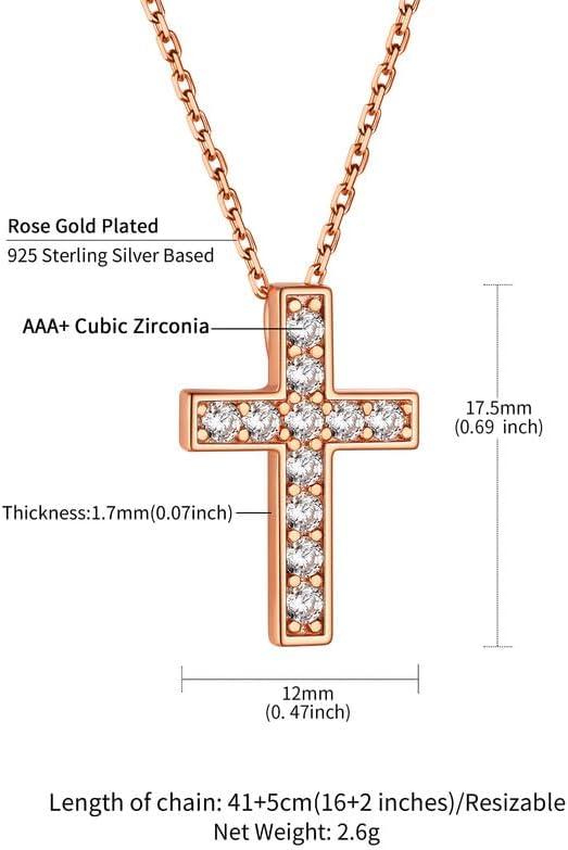 imageChainsHouse Cubic Zirconia Cross Necklace for Women Elegant Layered Cross Pendant Religious Crucifix Tiny Cross Necklaces for Women Girls Send Gift Boxb Inlaid CZ Rose Gold