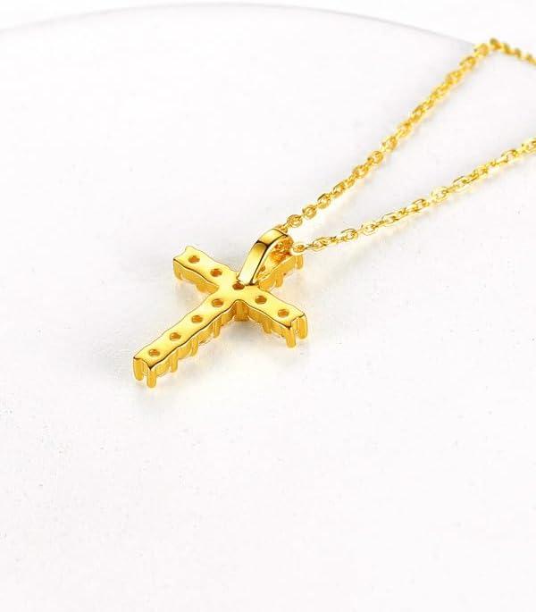imageChainsHouse Cubic Zirconia Cross Necklace for Women Elegant Layered Cross Pendant Religious Crucifix Tiny Cross Necklaces for Women Girls Send Gift Boxc Claw CZ Gold