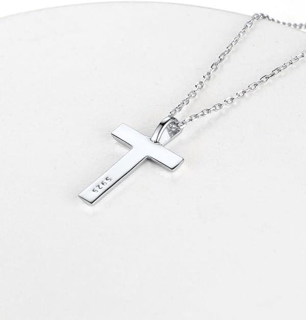 imageChainsHouse Cubic Zirconia Cross Necklace for Women Elegant Layered Cross Pendant Religious Crucifix Tiny Cross Necklaces for Women Girls Send Gift Boxa Classic Cross Silver