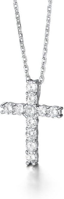 imageChainsHouse Cubic Zirconia Cross Necklace for Women Elegant Layered Cross Pendant Religious Crucifix Tiny Cross Necklaces for Women Girls Send Gift Boxc Claw CZ Silver