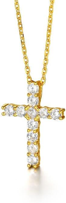 imageChainsHouse Cubic Zirconia Cross Necklace for Women Elegant Layered Cross Pendant Religious Crucifix Tiny Cross Necklaces for Women Girls Send Gift Boxc Claw CZ Gold