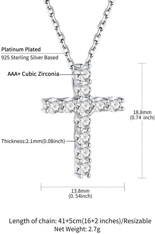 imageChainsHouse Cubic Zirconia Cross Necklace for Women Elegant Layered Cross Pendant Religious Crucifix Tiny Cross Necklaces for Women Girls Send Gift Boxc Claw CZ Silver