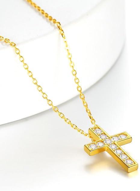 imageChainsHouse Cubic Zirconia Cross Necklace for Women Elegant Layered Cross Pendant Religious Crucifix Tiny Cross Necklaces for Women Girls Send Gift Boxb Inlaid CZ Gold