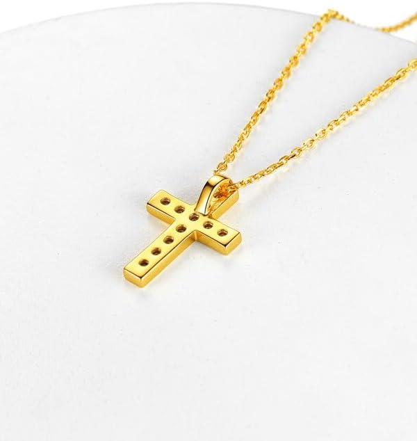 imageChainsHouse Cubic Zirconia Cross Necklace for Women Elegant Layered Cross Pendant Religious Crucifix Tiny Cross Necklaces for Women Girls Send Gift Boxb Inlaid CZ Gold