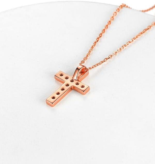 imageChainsHouse Cubic Zirconia Cross Necklace for Women Elegant Layered Cross Pendant Religious Crucifix Tiny Cross Necklaces for Women Girls Send Gift Boxb Inlaid CZ Rose Gold