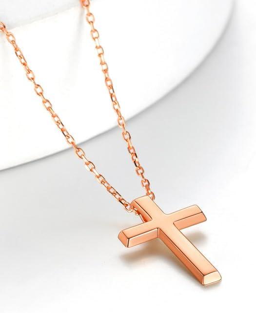 imageChainsHouse Cubic Zirconia Cross Necklace for Women Elegant Layered Cross Pendant Religious Crucifix Tiny Cross Necklaces for Women Girls Send Gift Boxa Classic Cross Rose Gold