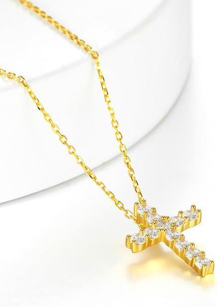 imageChainsHouse Cubic Zirconia Cross Necklace for Women Elegant Layered Cross Pendant Religious Crucifix Tiny Cross Necklaces for Women Girls Send Gift Boxc Claw CZ Gold