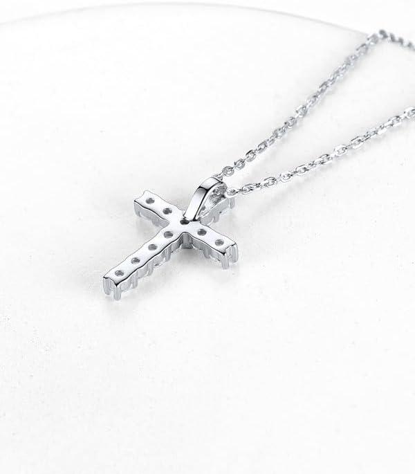 imageChainsHouse Cubic Zirconia Cross Necklace for Women Elegant Layered Cross Pendant Religious Crucifix Tiny Cross Necklaces for Women Girls Send Gift Boxc Claw CZ Silver