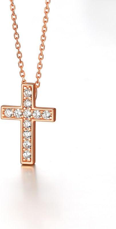 imageChainsHouse Cubic Zirconia Cross Necklace for Women Elegant Layered Cross Pendant Religious Crucifix Tiny Cross Necklaces for Women Girls Send Gift Boxb Inlaid CZ Rose Gold
