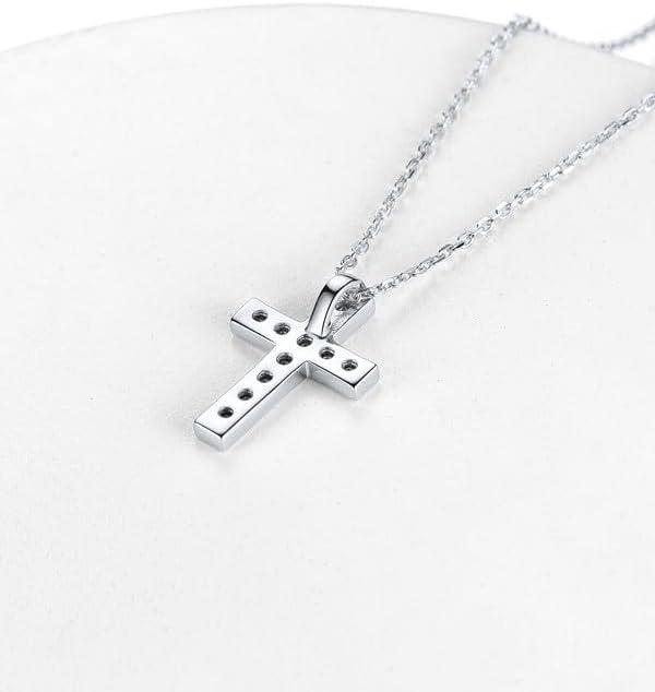 imageChainsHouse Cubic Zirconia Cross Necklace for Women Elegant Layered Cross Pendant Religious Crucifix Tiny Cross Necklaces for Women Girls Send Gift Boxb Inlaid CZ Silver