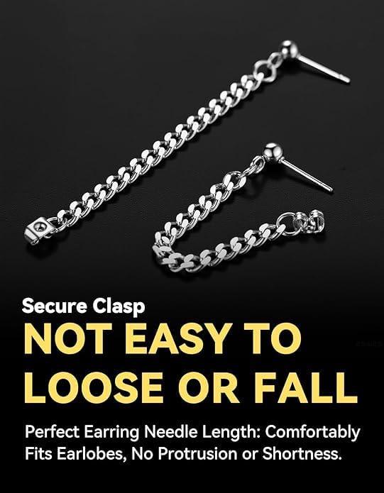 imageChainsHouse Dangle Earrings for Men Women Stainless Steel Drop Chain Earring
