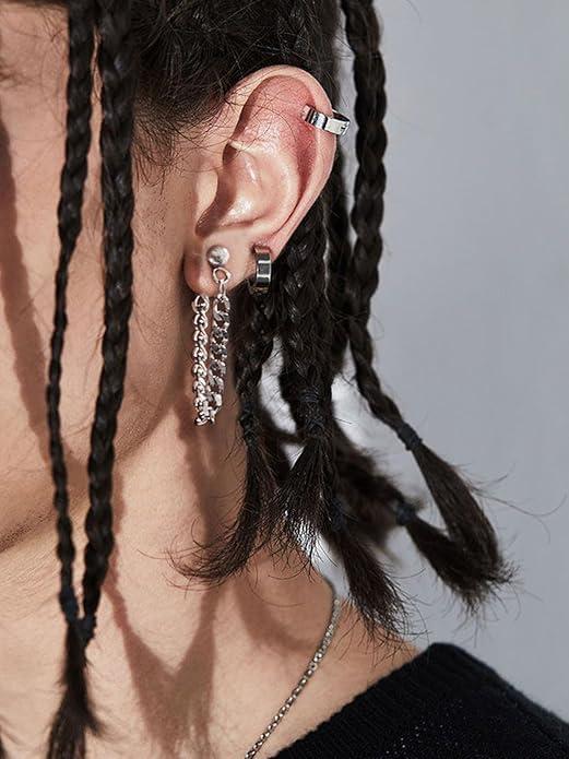 imageChainsHouse Dangle Earrings for Men Women Stainless Steel Drop Chain Earring