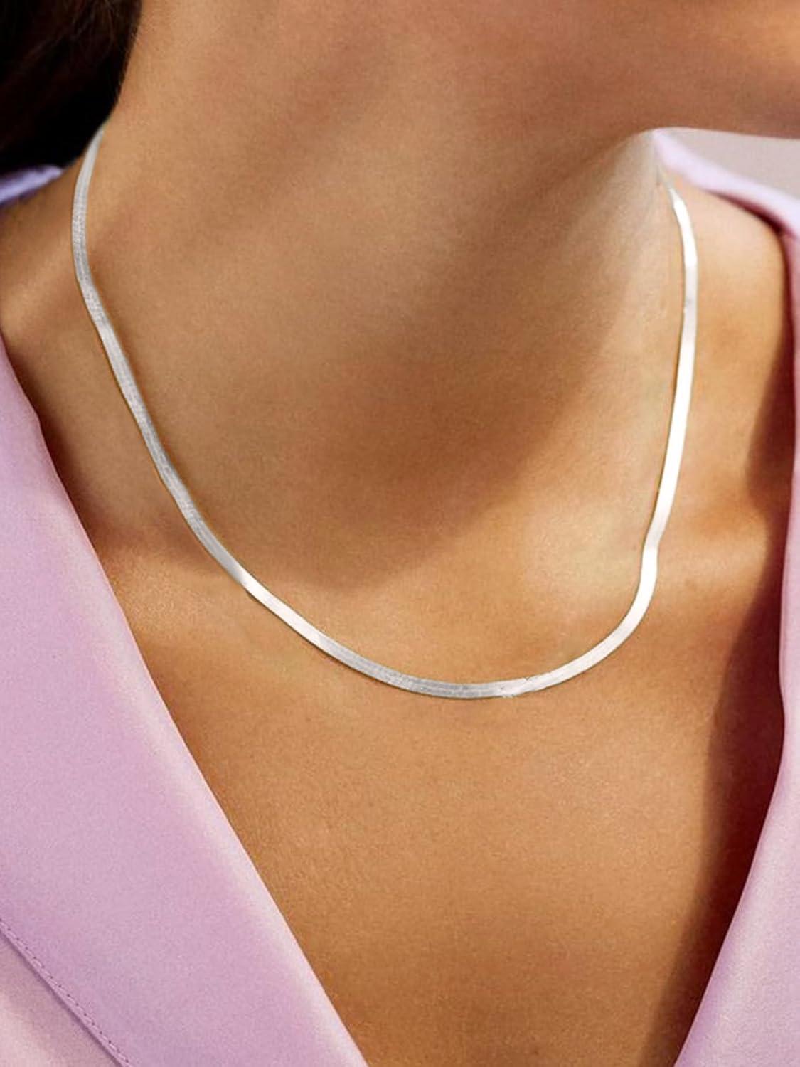 imageChainsHouse Flat Snake Chain Herringbone Choker Necklace for Women Stainless SteelRose Gold18K Gold Plated Dainty Adjustable Simple Short Layered Necklaces 12quot15quot18quot with 35quot Extendera stainless3mm