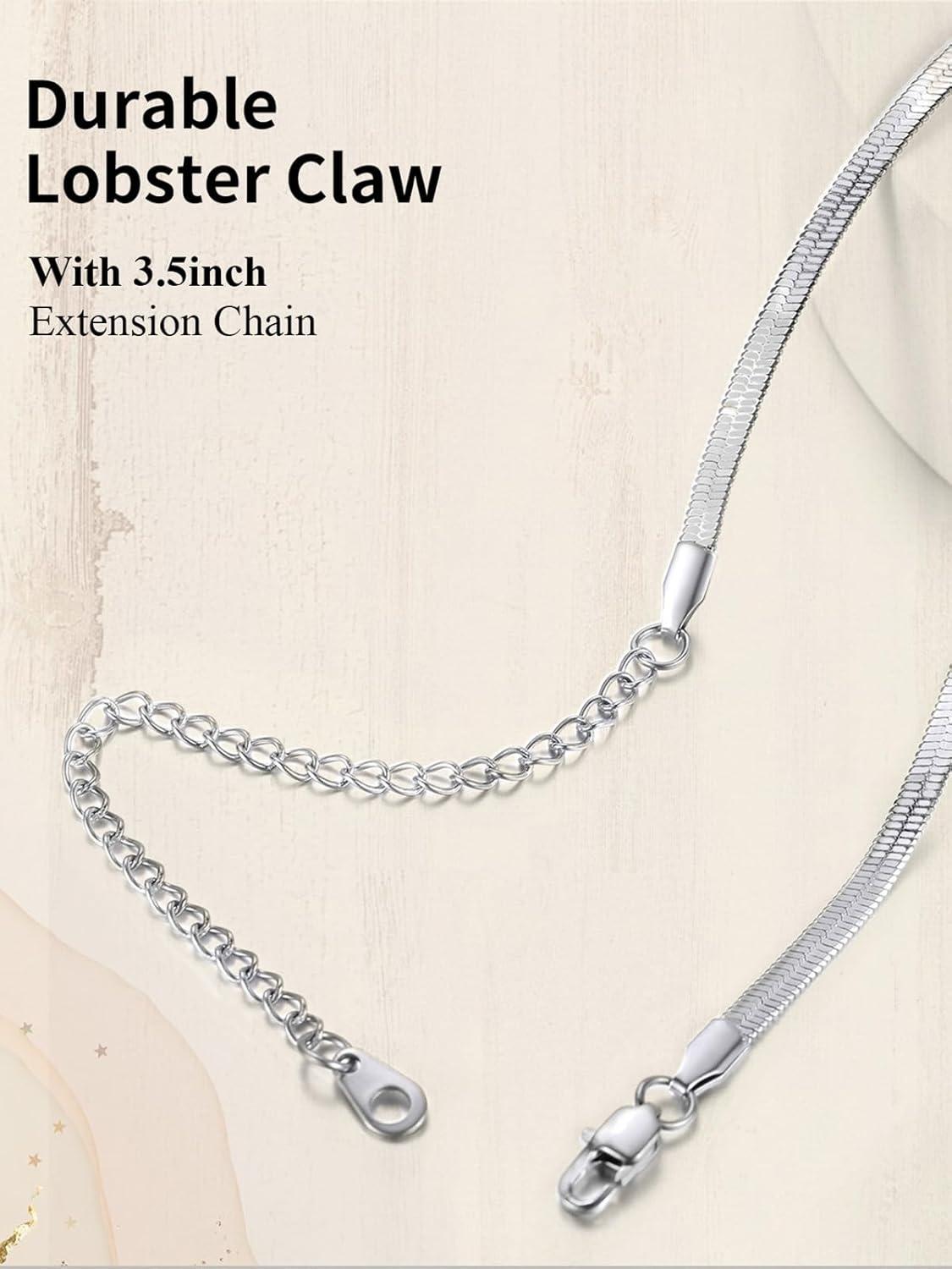 imageChainsHouse Flat Snake Chain Herringbone Choker Necklace for Women Stainless SteelRose Gold18K Gold Plated Dainty Adjustable Simple Short Layered Necklaces 12quot15quot18quot with 35quot Extendera stainless3mm