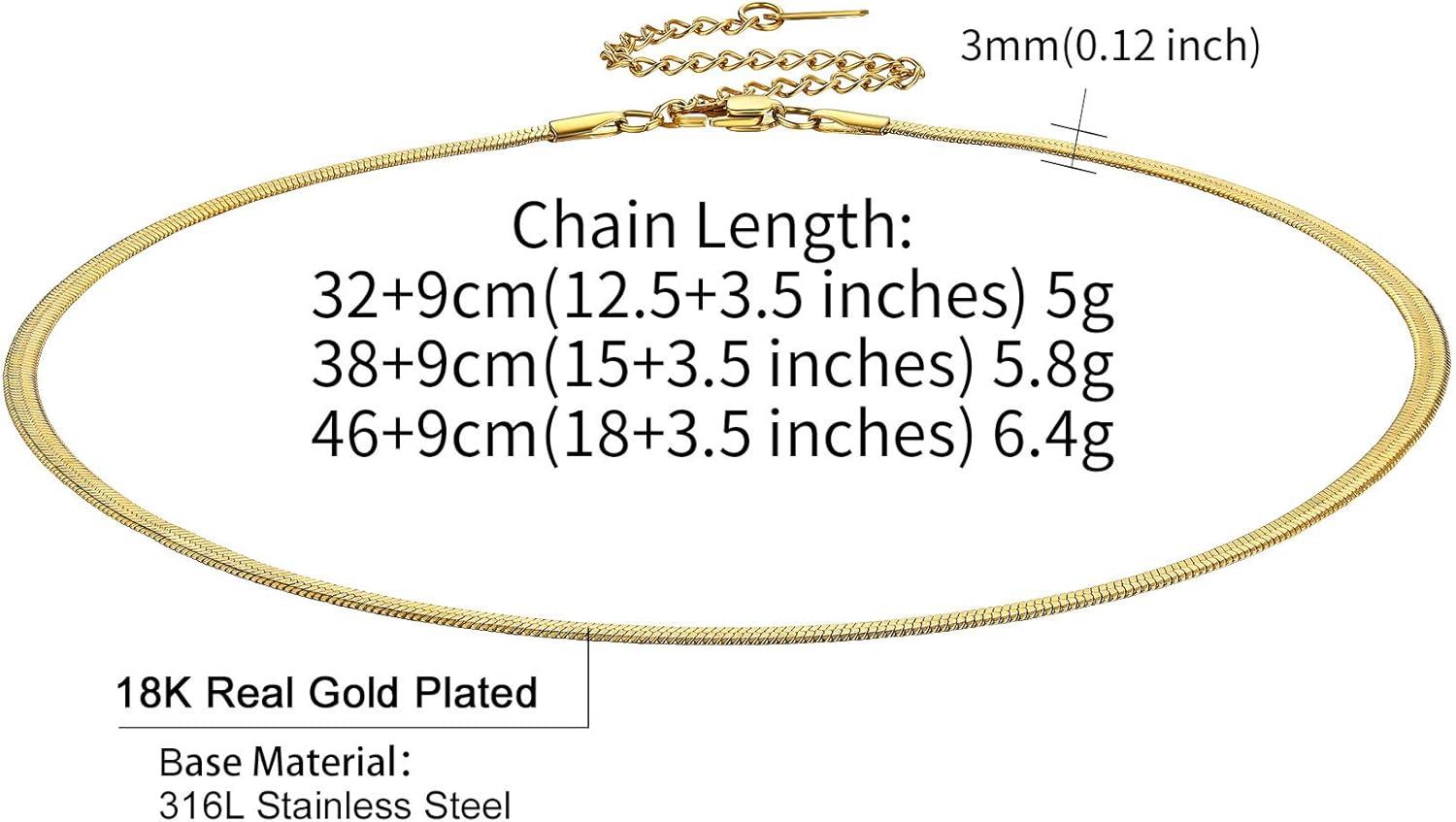 imageChainsHouse Flat Snake Chain Herringbone Choker Necklace for Women Stainless SteelRose Gold18K Gold Plated Dainty Adjustable Simple Short Layered Necklaces 12quot15quot18quot with 35quot Extendera 14k gold plated3mm