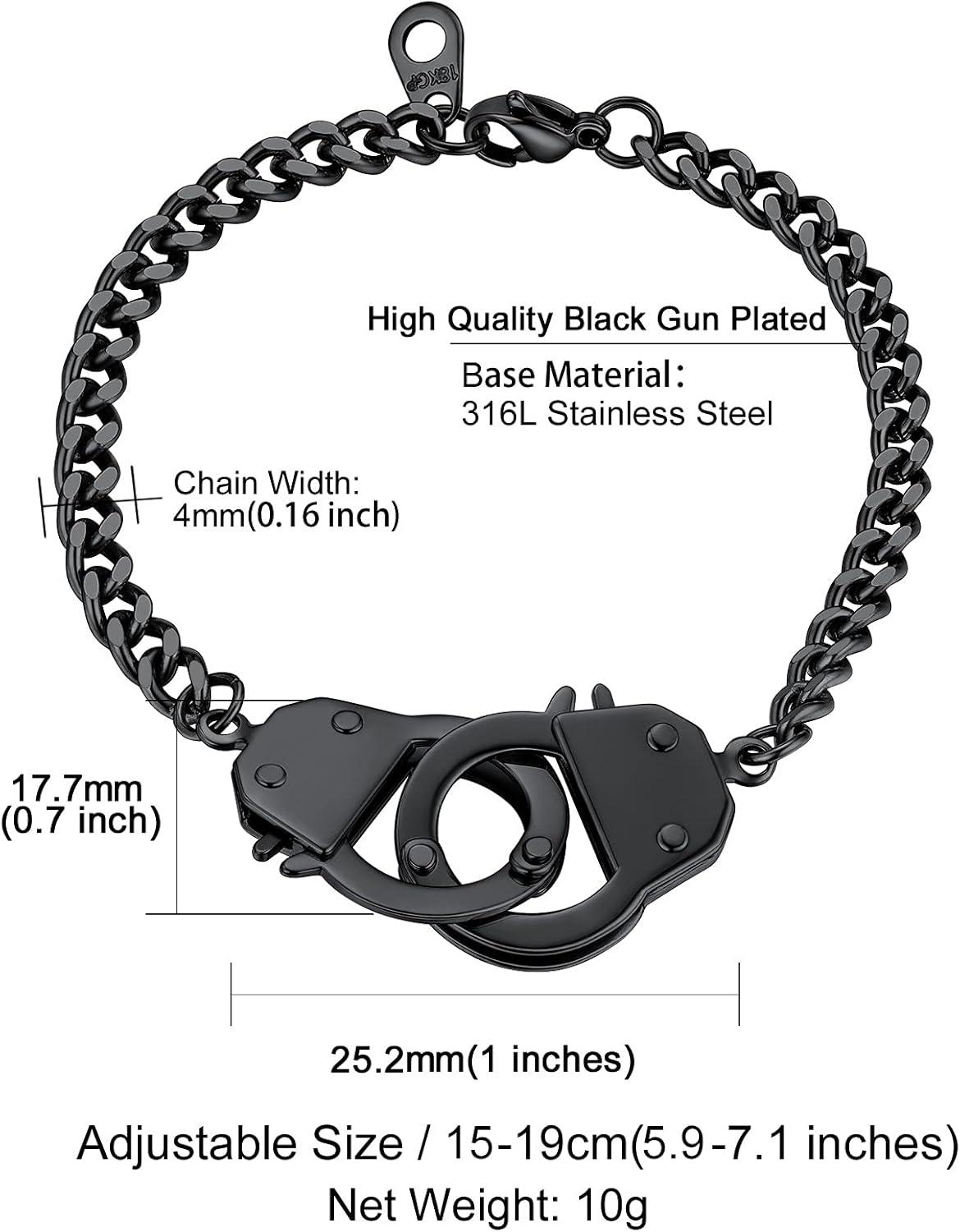 imageChainsHouse Handcuff Link Bracelet for Men Women 18K GoldBlack MetalStainless Steel Biker Curb Chain Friendship Best Friends Statement Bangles Bracelets Send Gift BoxB Black