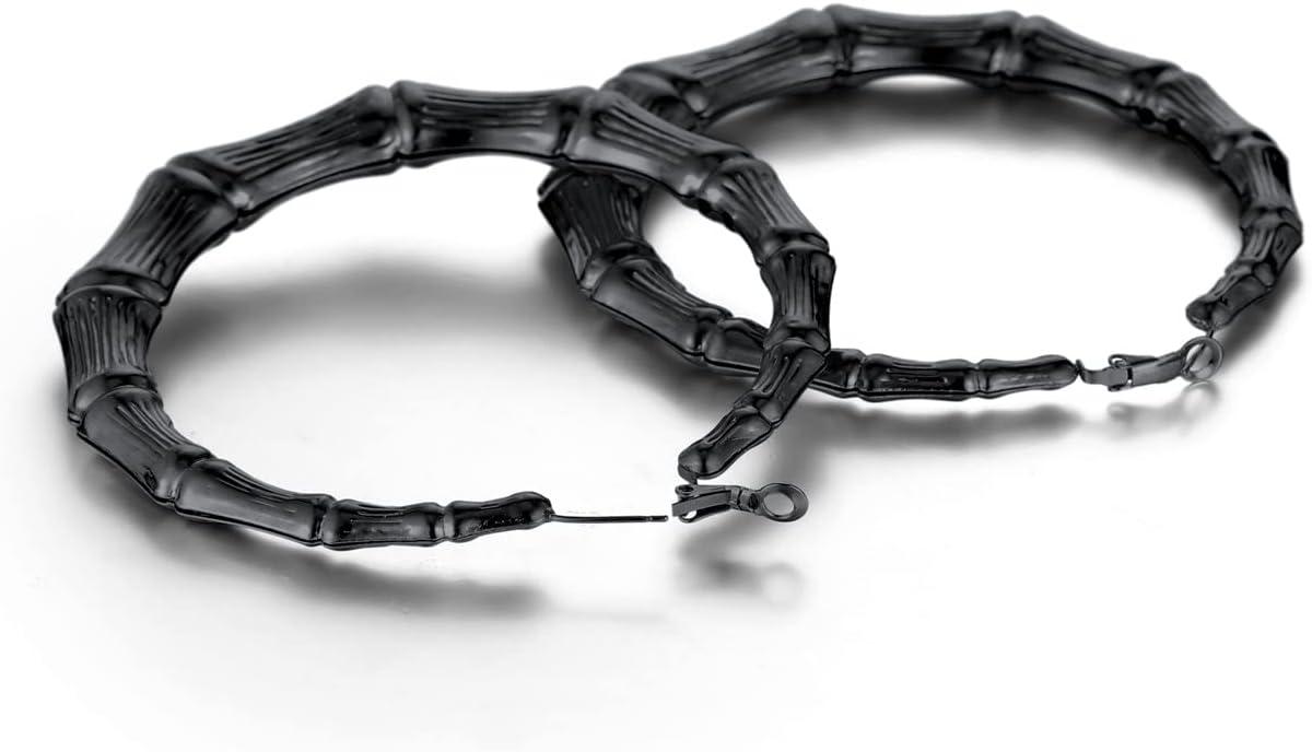 imageChainsHouse Hypoallergenic Hoop Earrings For Women 316L Stainless SteelBlack18K Real Gold Plated Minimalist Jewelry Round Tube Hoops Fits Sensitive Ears 30mm 40mm 60mm 80mm with Gift BoxE blackbamboo