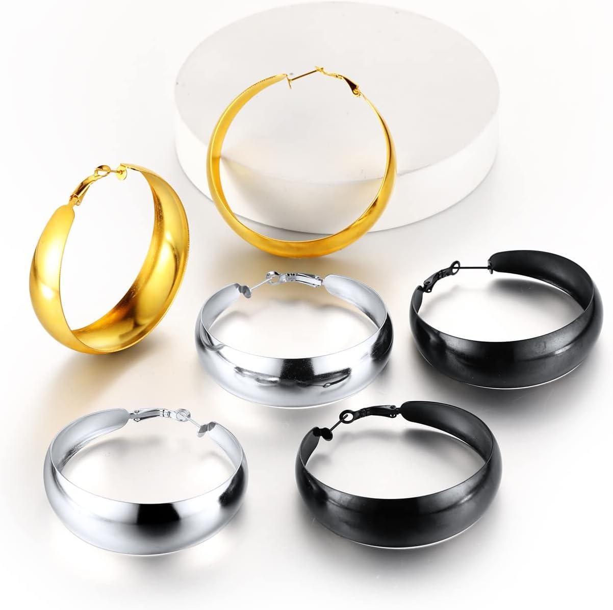 imageChainsHouse Hypoallergenic Hoop Earrings For Women 316L Stainless SteelBlack18K Real Gold Plated Minimalist Jewelry Round Tube Hoops Fits Sensitive Ears 30mm 40mm 60mm 80mm with Gift BoxC blackplain