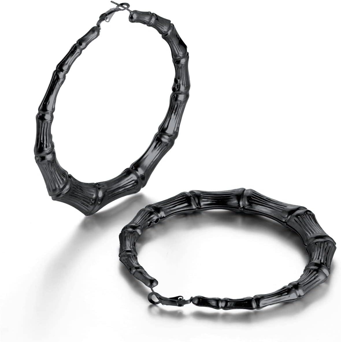 imageChainsHouse Hypoallergenic Hoop Earrings For Women 316L Stainless SteelBlack18K Real Gold Plated Minimalist Jewelry Round Tube Hoops Fits Sensitive Ears 30mm 40mm 60mm 80mm with Gift BoxE blackbamboo