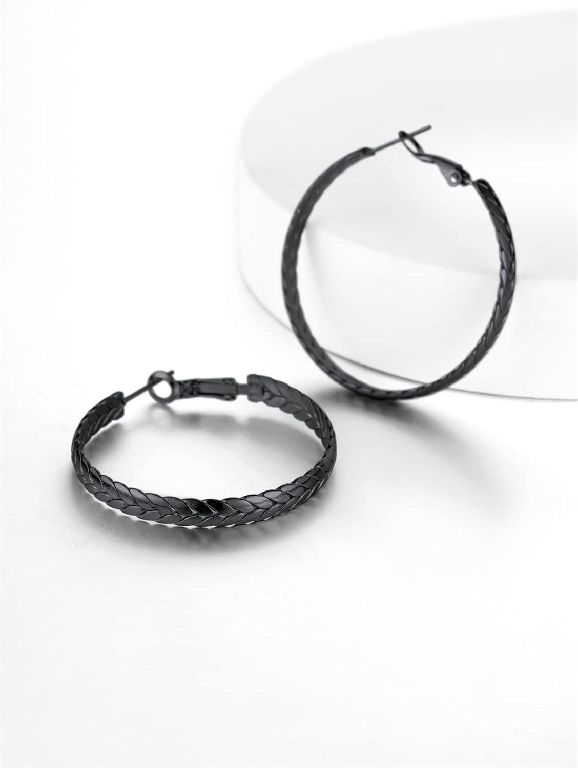 imageChainsHouse Hypoallergenic Hoop Earrings For Women 316L Stainless SteelBlack18K Real Gold Plated Minimalist Jewelry Round Tube Hoops Fits Sensitive Ears 30mm 40mm 60mm 80mm with Gift BoxD blackwheat