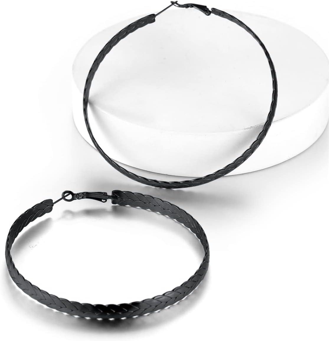 imageChainsHouse Hypoallergenic Hoop Earrings For Women 316L Stainless SteelBlack18K Real Gold Plated Minimalist Jewelry Round Tube Hoops Fits Sensitive Ears 30mm 40mm 60mm 80mm with Gift BoxD blackwheat