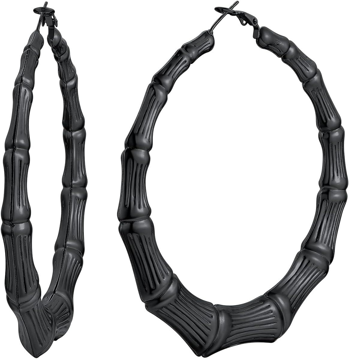 imageChainsHouse Hypoallergenic Hoop Earrings For Women 316L Stainless SteelBlack18K Real Gold Plated Minimalist Jewelry Round Tube Hoops Fits Sensitive Ears 30mm 40mm 60mm 80mm with Gift BoxE blackbamboo