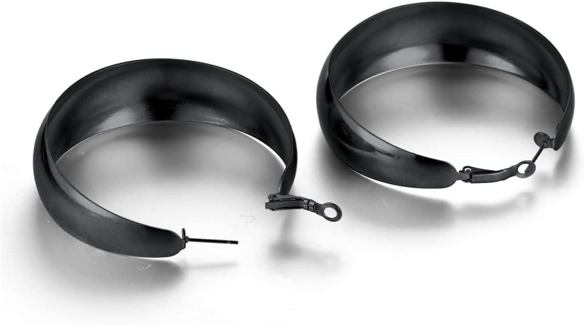 imageChainsHouse Hypoallergenic Hoop Earrings For Women 316L Stainless SteelBlack18K Real Gold Plated Minimalist Jewelry Round Tube Hoops Fits Sensitive Ears 30mm 40mm 60mm 80mm with Gift BoxC blackplain