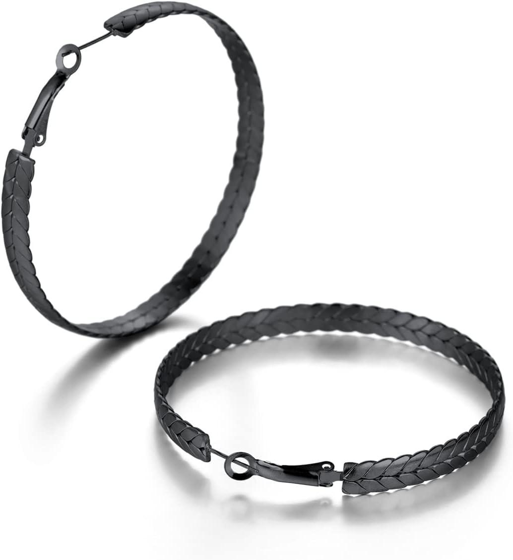 imageChainsHouse Hypoallergenic Hoop Earrings For Women 316L Stainless SteelBlack18K Real Gold Plated Minimalist Jewelry Round Tube Hoops Fits Sensitive Ears 30mm 40mm 60mm 80mm with Gift BoxD blackwheat