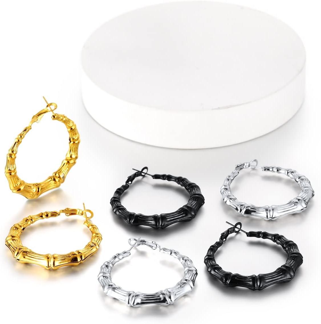 imageChainsHouse Hypoallergenic Hoop Earrings For Women 316L Stainless SteelBlack18K Real Gold Plated Minimalist Jewelry Round Tube Hoops Fits Sensitive Ears 30mm 40mm 60mm 80mm with Gift BoxE blackbamboo