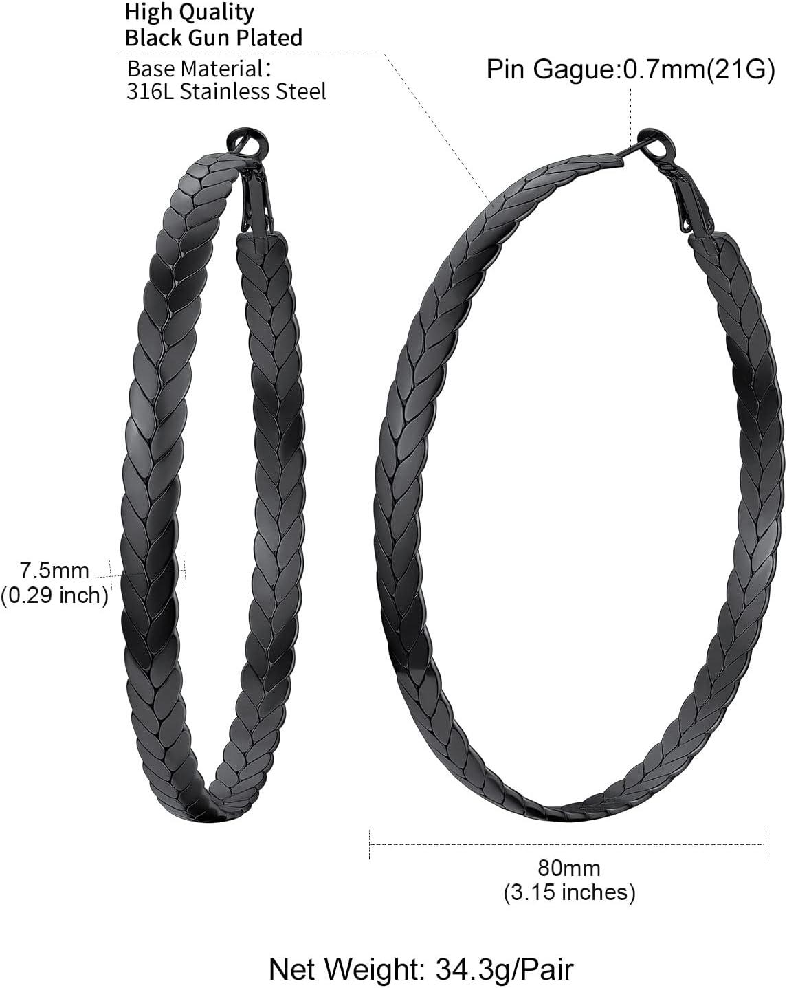 imageChainsHouse Hypoallergenic Hoop Earrings For Women 316L Stainless SteelBlack18K Real Gold Plated Minimalist Jewelry Round Tube Hoops Fits Sensitive Ears 30mm 40mm 60mm 80mm with Gift BoxD blackwheat