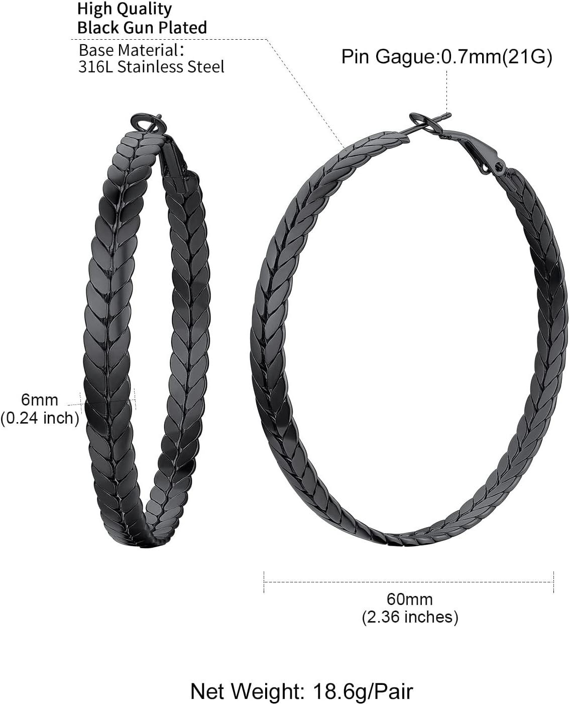 imageChainsHouse Hypoallergenic Hoop Earrings For Women 316L Stainless SteelBlack18K Real Gold Plated Minimalist Jewelry Round Tube Hoops Fits Sensitive Ears 30mm 40mm 60mm 80mm with Gift BoxD blackwheat