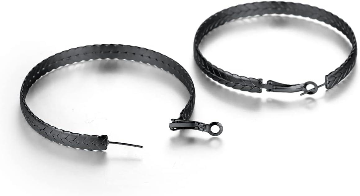 imageChainsHouse Hypoallergenic Hoop Earrings For Women 316L Stainless SteelBlack18K Real Gold Plated Minimalist Jewelry Round Tube Hoops Fits Sensitive Ears 30mm 40mm 60mm 80mm with Gift BoxD blackwheat