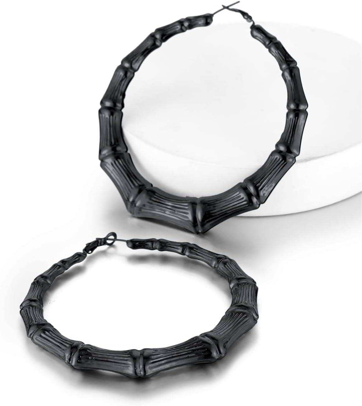 imageChainsHouse Hypoallergenic Hoop Earrings For Women 316L Stainless SteelBlack18K Real Gold Plated Minimalist Jewelry Round Tube Hoops Fits Sensitive Ears 30mm 40mm 60mm 80mm with Gift BoxE blackbamboo