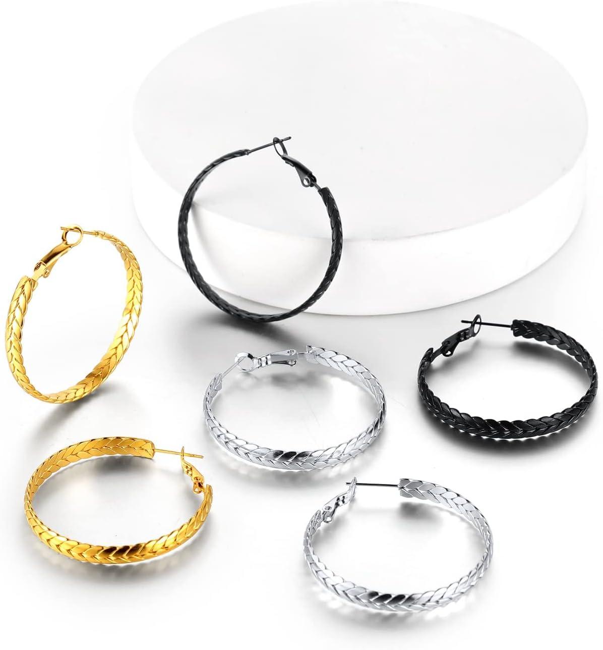 imageChainsHouse Hypoallergenic Hoop Earrings For Women 316L Stainless SteelBlack18K Real Gold Plated Minimalist Jewelry Round Tube Hoops Fits Sensitive Ears 30mm 40mm 60mm 80mm with Gift BoxD blackwheat
