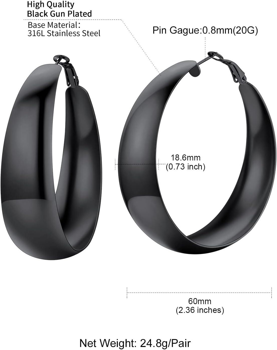 imageChainsHouse Hypoallergenic Hoop Earrings For Women 316L Stainless SteelBlack18K Real Gold Plated Minimalist Jewelry Round Tube Hoops Fits Sensitive Ears 30mm 40mm 60mm 80mm with Gift BoxC blackplain