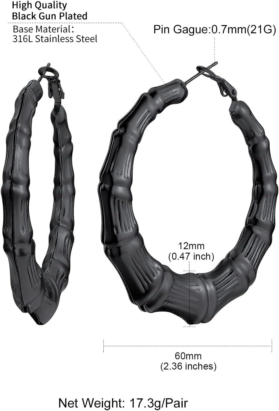 imageChainsHouse Hypoallergenic Hoop Earrings For Women 316L Stainless SteelBlack18K Real Gold Plated Minimalist Jewelry Round Tube Hoops Fits Sensitive Ears 30mm 40mm 60mm 80mm with Gift BoxE blackbamboo