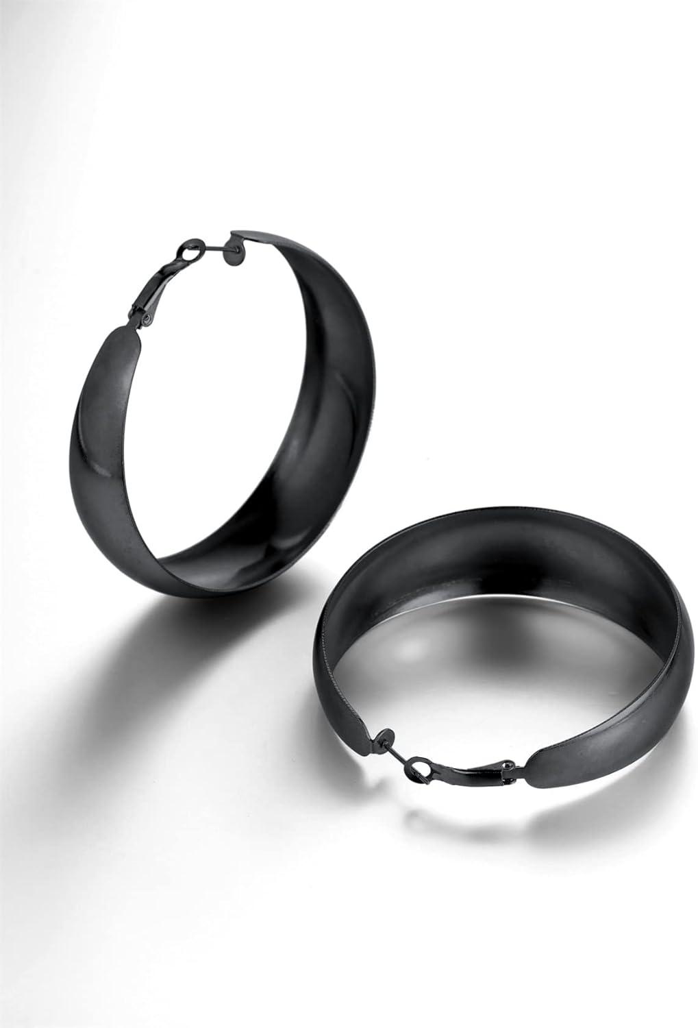 imageChainsHouse Hypoallergenic Hoop Earrings For Women 316L Stainless SteelBlack18K Real Gold Plated Minimalist Jewelry Round Tube Hoops Fits Sensitive Ears 30mm 40mm 60mm 80mm with Gift BoxC blackplain